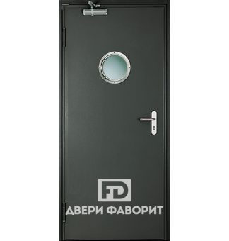 противопожарная дверь с круглым стеклом и доводчиком