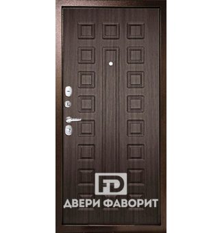 недорогая металлическая дверь с коричневым МДФ внутри