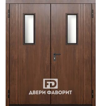 Противопожарная двустворчатая дверь МД-1873 со стеклом