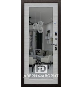 Дверь из железа в квартиру с зеркалом