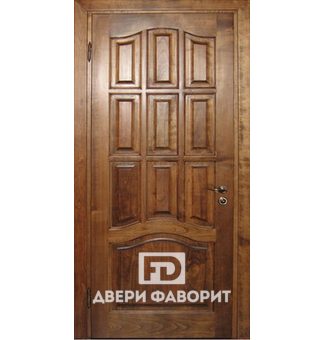 металлическая дверь с одним замком и отделкой массивом дерева