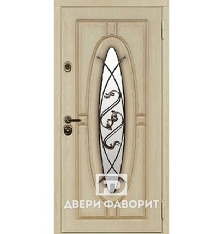 Дверь в коттедж со стеклом, отделка светлый филенчатый МДФ