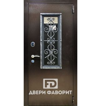 Дверь со стеклом и ковкой в коттедж, порошок и ламинат
