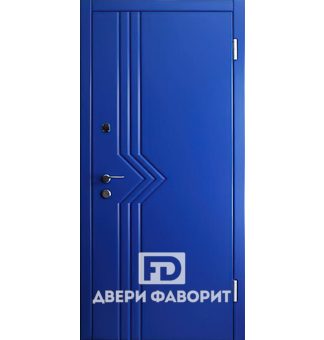 уличная дверь с терморазрывом, снаружи синий МДФ